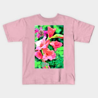 Gorgeous Pink Gladiola Flowers Perfect for Summer Kids T-Shirt